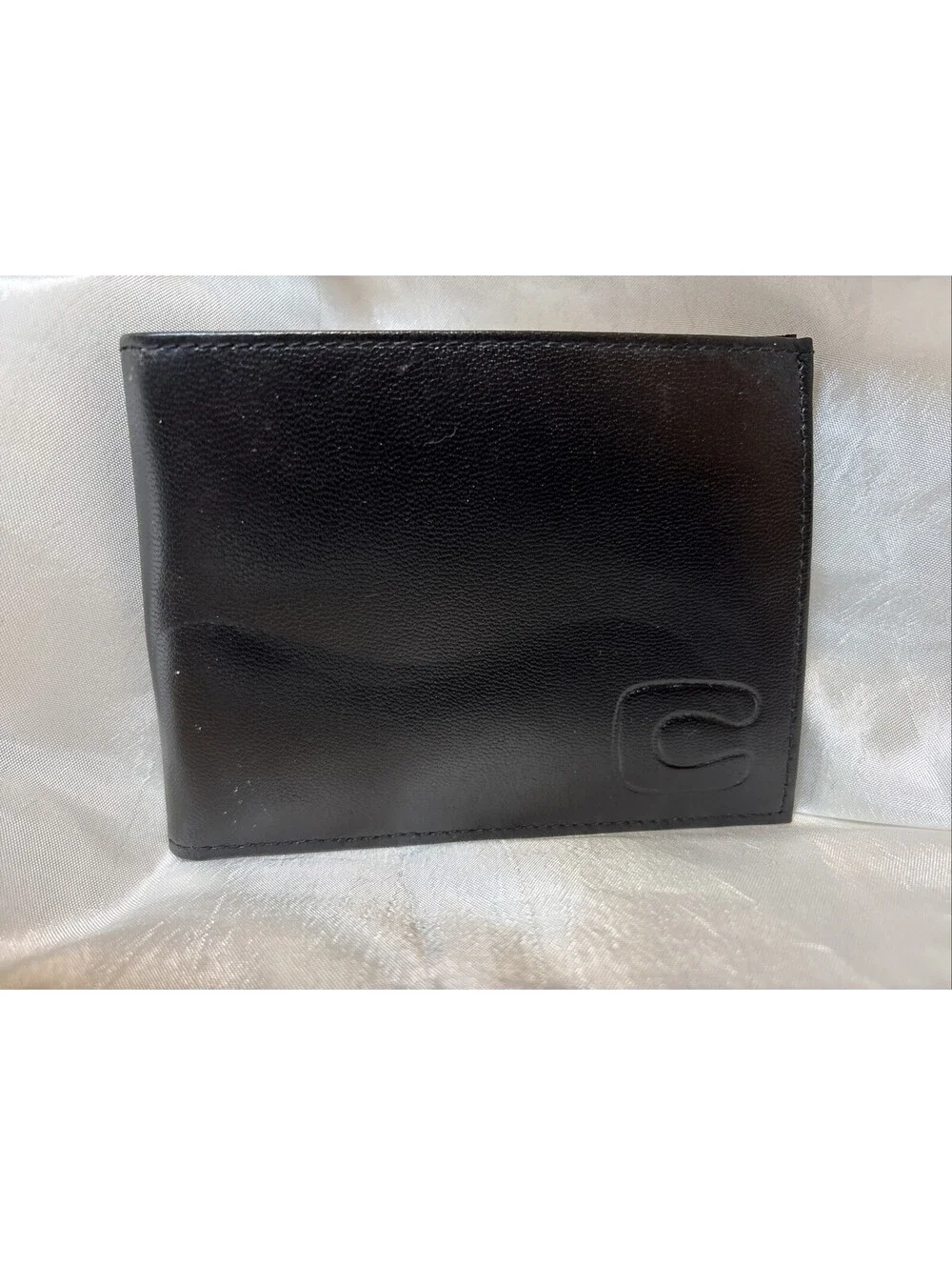 NEW NOS VTG BLACK MENS WALLET MADE FROM GENUINE LAMB SKIN LEATHER